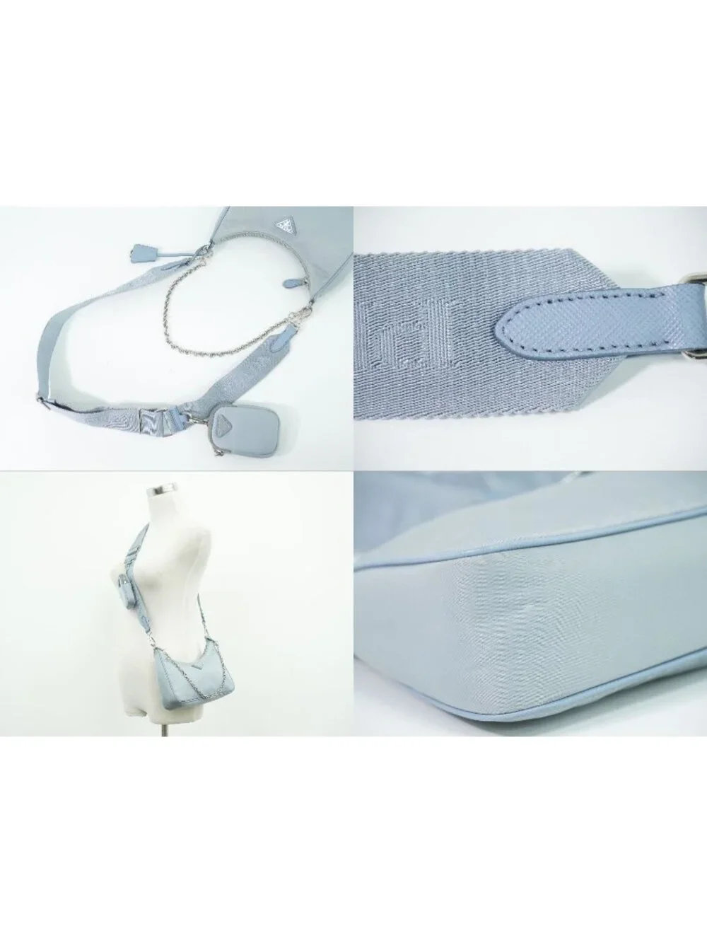 Prada Re Edition 2-Way Shoulder Bag Pochette Nylon Light Blue